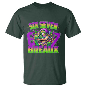 Mardi Gras Six Seven Breaux T Shirt Funny Mardigator Alligator 6 7 Meme TS11 Dark Forest Green Print Your Wear