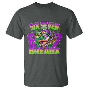Mardi Gras Six Seven Breaux T Shirt Funny Mardigator Alligator 6 7 Meme TS11 Dark Heather Print Your Wear
