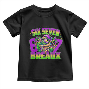 Mardi Gras Six Seven Breaux Toddler T Shirt Funny Mardigator Alligator 6 7 Meme TS11 Black Print Your Wear