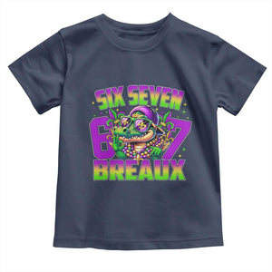 Mardi Gras Six Seven Breaux Toddler T Shirt Funny Mardigator Alligator 6 7 Meme TS11 Navy Print Your Wear