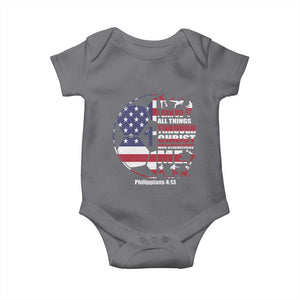 Christian Soccer Baby Onesie I Can Do All Things Through Christ Who Strengthens Me TS11 Charcoal Print Your Wear