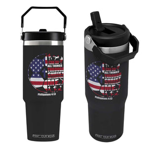 Christian Soccer Flip Straw Tumbler I Can Do All Things Through Christ Who Strengthens Me TS11 One Size: 30 oz Black Print Your Wear