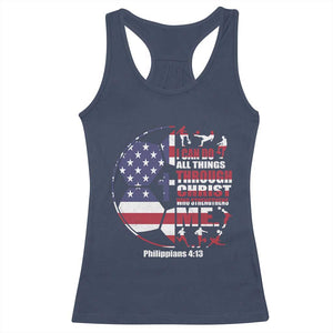 Christian Soccer Racerback Tank Top I Can Do All Things Through Christ Who Strengthens Me TS11 Navy Print Your Wear