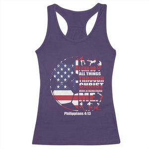Christian Soccer Racerback Tank Top I Can Do All Things Through Christ Who Strengthens Me TS11 Purple Print Your Wear