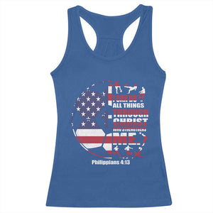 Christian Soccer Racerback Tank Top I Can Do All Things Through Christ Who Strengthens Me TS11 Royal Blue Print Your Wear