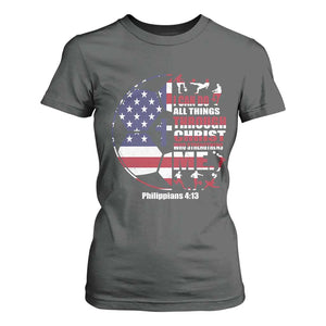 Christian Soccer T Shirt For Women I Can Do All Things Through Christ Who Strengthens Me TS11 Dark Heather Print Your Wear
