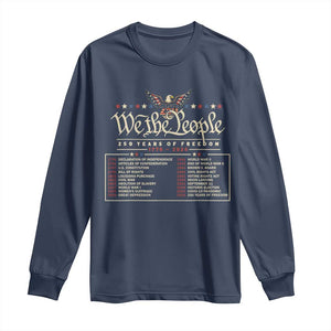 250 Year Timeline 1776 2026 Patriotic Historical Anniversary Long Sleeve Shirt TS11 Navy Print Your Wear