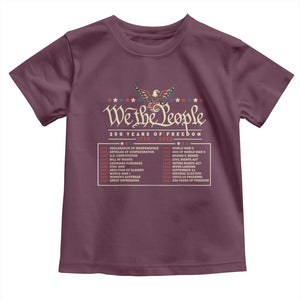 250 Year Timeline 1776 2026 Patriotic Historical Anniversary Toddler T Shirt TS11 Maroon Print Your Wear