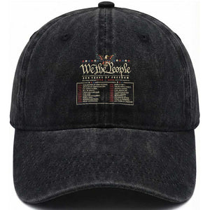 250 Year Timeline 1776 2026 Patriotic Historical Anniversary Washed Cotton Baseball Cap TS11 Washed Cap Universal Fit Black Print Your Wear