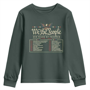 250 Year Timeline 1776 2026 Patriotic Historical Anniversary Youth Sweatshirt TS11 Dark Forest Green Print Your Wear