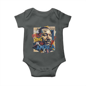 Martin Luther King Baby Onesie The Only King In America No Kings Protest TS11 Dark Heather Print Your Wear