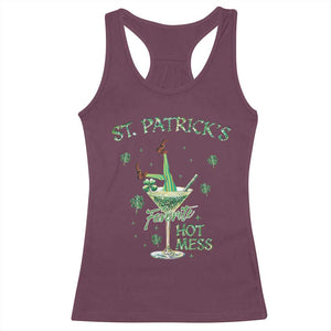 Funny St Patrick's Favorite Hot Mess Racerback Tank Top Drunk Leprechaun Cocktail TS11 Maroon Print Your Wear