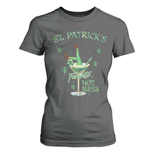 Funny St Patrick's Favorite Hot Mess T Shirt For Women Drunk Leprechaun Cocktail TS11 Dark Heather Print Your Wear