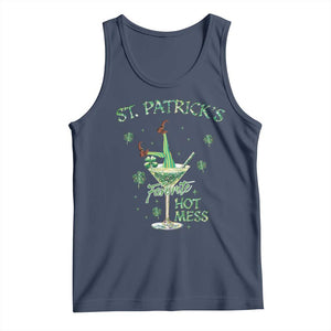 Funny St Patrick's Favorite Hot Mess Tank Top Drunk Leprechaun Cocktail TS11 Navy Print Your Wear