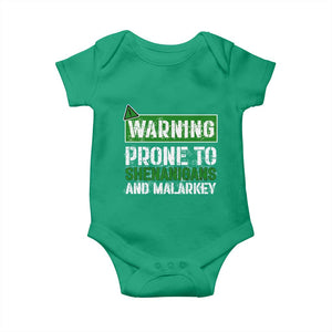 Funny Warning Prone To Shenanigans And Malarkey St Patrick's Day Baby Onesie TS11 Irish Green Print Your Wear
