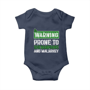 Funny Warning Prone To Shenanigans And Malarkey St Patrick's Day Baby Onesie TS11 Navy Print Your Wear