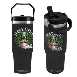 Funny St Patrick's Day Lucky Little Dude Flip Straw Tumbler Cute Leprechaun Shamrock TS11 One Size: 30 oz Black Print Your Wear