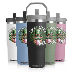 Funny St Patrick's Day Lucky Little Dude Flip Straw Tumbler Cute Leprechaun Shamrock TS11 Print Your Wear