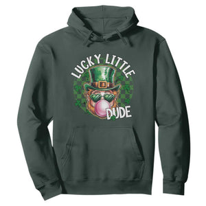 Funny St Patrick's Day Lucky Little Dude Hoodie Cute Leprechaun Shamrock TS11 Dark Forest Green Print Your Wear