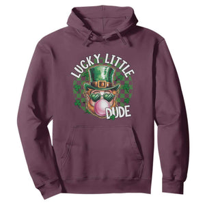 Funny St Patrick's Day Lucky Little Dude Hoodie Cute Leprechaun Shamrock TS11 Maroon Print Your Wear