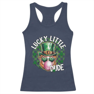 Funny St Patrick's Day Lucky Little Dude Racerback Tank Top Cute Leprechaun Shamrock TS11 Navy Print Your Wear