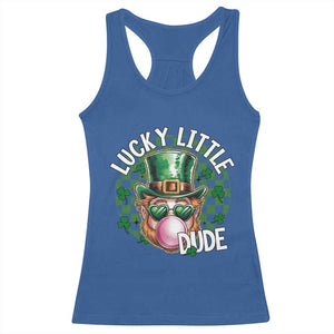 Funny St Patrick's Day Lucky Little Dude Racerback Tank Top Cute Leprechaun Shamrock TS11 Royal Blue Print Your Wear