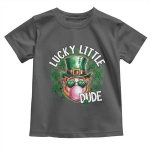 Funny St Patrick's Day Lucky Little Dude Toddler T Shirt Cute Leprechaun Shamrock TS11 Dark Heather Print Your Wear
