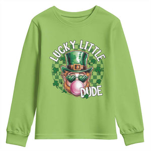 Funny St Patrick's Day Lucky Little Dude Youth Sweatshirt Cute Leprechaun Shamrock TS11 Lime Print Your Wear