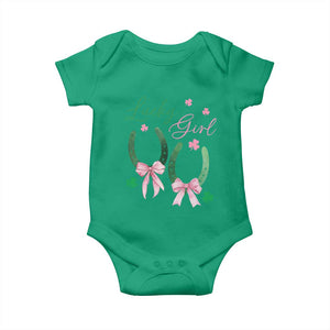 Funny St Patrick's Day Coquette Baby Onesie Lucky Girl Horseshoe Pink Bow TS11 Irish Green Print Your Wear