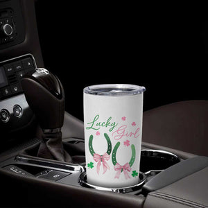 Funny St Patrick's Day Coquette Tumbler Cup Lucky Girl Horseshoe Pink Bow TS11 Print Your Wear