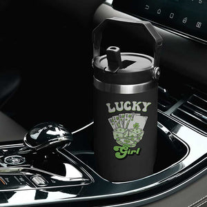 Funny St Patrick's Day Casino Games Flip Straw Tumbler Lucky Girl Shamrock Casino Poker Chips Cards TS11 Print Your Wear