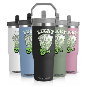 Funny St Patrick's Day Casino Games Flip Straw Tumbler Lucky Girl Shamrock Casino Poker Chips Cards TS11 Print Your Wear