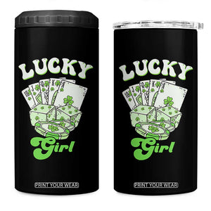 Funny St Patrick's Day Casino Games 4 in 1 Can Cooler Tumbler Lucky Girl Shamrock Casino Poker Chips Cards TS11 One Size: 16 oz Black Print Your Wear