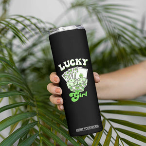 Funny St Patrick's Day Casino Games Skinny Tumbler Lucky Girl Shamrock Casino Poker Chips Cards TS11 Print Your Wear