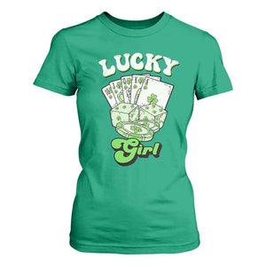 Funny St Patrick's Day Casino Games T Shirt For Women Lucky Girl Shamrock Casino Poker Chips Cards TS11 Irish Green Print Your Wear