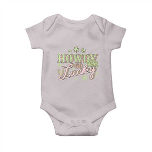 Funny St Patrick's Day Cowboy Cowgirl Baby Onesie Howdy Go Lucky Shamrock TS11 Ice Gray Print Your Wear