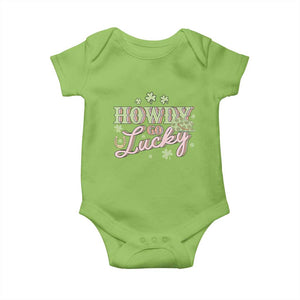 Funny St Patrick's Day Cowboy Cowgirl Baby Onesie Howdy Go Lucky Shamrock TS11 Lime Print Your Wear