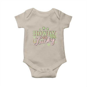 Funny St Patrick's Day Cowboy Cowgirl Baby Onesie Howdy Go Lucky Shamrock TS11 Sand Print Your Wear