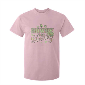 Funny St Patrick's Day Cowboy Cowgirl T Shirt For Kid Howdy Go Lucky Shamrock TS11 Light Pink Print Your Wear