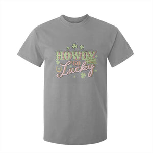 Funny St Patrick's Day Cowboy Cowgirl T Shirt For Kid Howdy Go Lucky Shamrock TS11 Sport Gray Print Your Wear