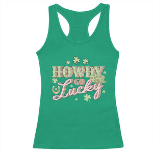 Funny St Patrick's Day Cowboy Cowgirl Racerback Tank Top Howdy Go Lucky Shamrock TS11 Irish Green Print Your Wear