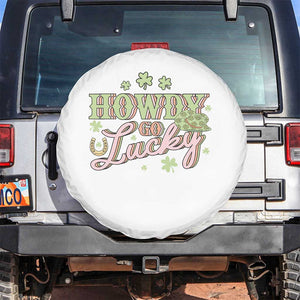 Funny St Patrick's Day Cowboy Cowgirl Spare Tire Cover Howdy Go Lucky Shamrock TS11 No hole White Print Your Wear