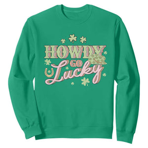 Funny St Patrick's Day Cowboy Cowgirl Sweatshirt Howdy Go Lucky Shamrock TS11 Irish Green Print Your Wear