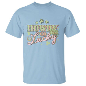 Funny St Patrick's Day Cowboy Cowgirl T Shirt Howdy Go Lucky Shamrock TS11 Light Blue Print Your Wear