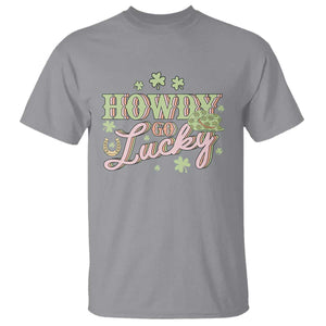 Funny St Patrick's Day Cowboy Cowgirl T Shirt Howdy Go Lucky Shamrock TS11 Sport Gray Print Your Wear