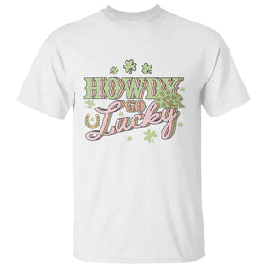 Funny St Patrick's Day Cowboy Cowgirl T Shirt Howdy Go Lucky Shamrock TS11 White Print Your Wear