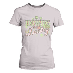 Funny St Patrick's Day Cowboy Cowgirl T Shirt For Women Howdy Go Lucky Shamrock TS11 Ice Gray Print Your Wear