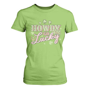 Funny St Patrick's Day Cowboy Cowgirl T Shirt For Women Howdy Go Lucky Shamrock TS11 Lime Print Your Wear