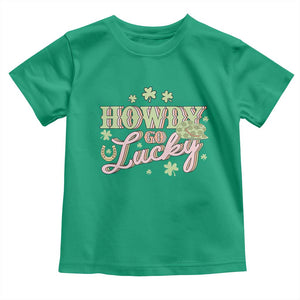 Funny St Patrick's Day Cowboy Cowgirl Toddler T Shirt Howdy Go Lucky Shamrock TS11 Irish Green Print Your Wear