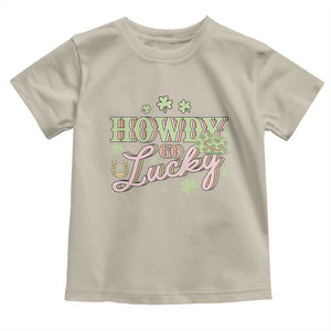 Funny St Patrick's Day Cowboy Cowgirl Toddler T Shirt Howdy Go Lucky Shamrock TS11 Sand Print Your Wear